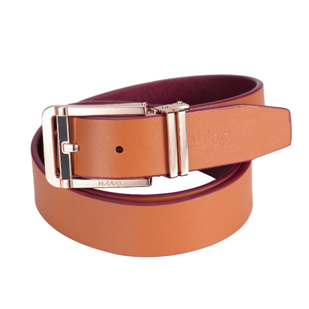 Noblag Men's Dress Belts Clamp Cognac